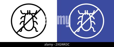 Aucun insecte parasite signe logo signe vectoriel contour en noir et blanc Illustration de Vecteur