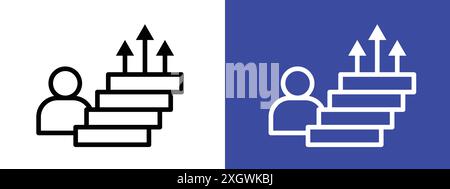 Contour vectoriel de signe d'icône de développement personnel en noir et blanc Illustration de Vecteur