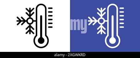 Contour de vecteur de signe de logo d'icône froide de thermomètre en couleur noire et blanche Illustration de Vecteur