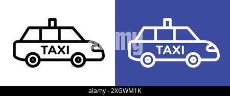 Contour de vecteur de signe de logo d'icône de taxi en couleur noire et blanche Illustration de Vecteur