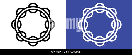 Contour de vecteur de signe de logo d'icône de tambourin en couleur noire et blanche Illustration de Vecteur