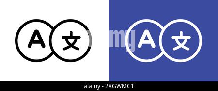 Contour de vecteur de signe de logo d'icône de traduction en noir et blanc Illustration de Vecteur