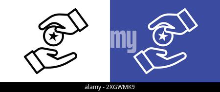 Zakat avec icône de cadeau d'argent logo signe vectoriel contour en noir et blanc Illustration de Vecteur