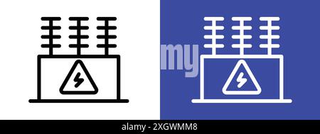Contour de vecteur de signe de logo d'icône de transformateur en couleur noire et blanche Illustration de Vecteur