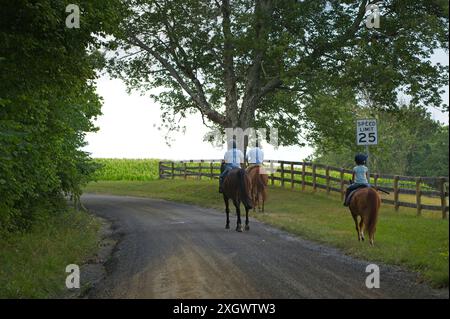 ÉTATS-UNIS - 10 juillet 2024 : équitation le long de Newlin Mill Road près de formé Louis dans le comté de Loudoun en Virginie. (Photo de Douglas Graham) Banque D'Images