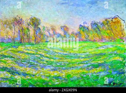 Prairie à Giverny, 1888 (peinture) par l'artiste Monet, Claude (1840-1926) Français. Illustration de Vecteur