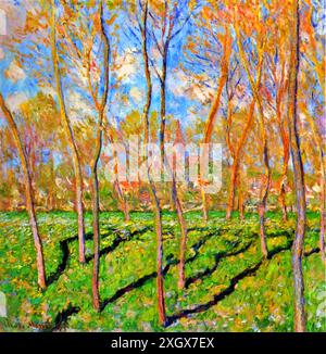 Arbres en hiver, vue de Bennecourt, 1887 (peinture) par l'artiste Monet, Claude (1840-1926) Français. Illustration de Vecteur