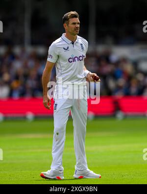 LONDRES, ROYAUME-UNI. 10 juillet, 24. James Anderson, de l'Angleterre, lors du 1er match de test de Rothesay Men vs West Indies au Lord's Cricket Ground le mercredi 10 juillet 2024 à LONDRES EN ANGLETERRE. Crédit : Taka Wu/Alamy Live News Banque D'Images