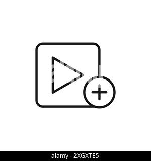 Ajouter le contour vectoriel de signe de logo d'icône vidéo en couleur noir et blanc Illustration de Vecteur