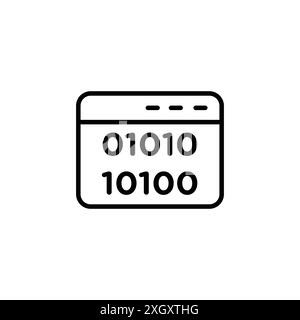 Contour de vecteur de signe de logo d'icône de code binaire en couleur noir et blanc Illustration de Vecteur