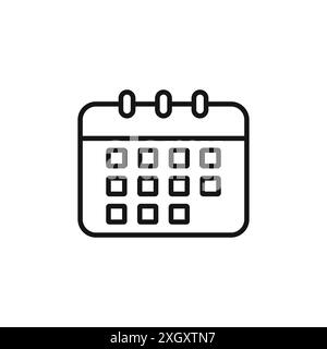 Contour de vecteur de signe de logo d'icône de calendrier en noir et blanc Illustration de Vecteur