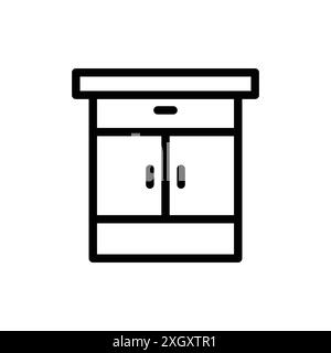 Contour de vecteur de signe de logo d'icône de cabinet en couleur noire et blanche Illustration de Vecteur