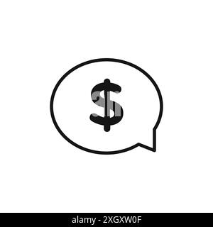 Commentaire dollar icône logo signe vectoriel contour en noir et blanc Illustration de Vecteur