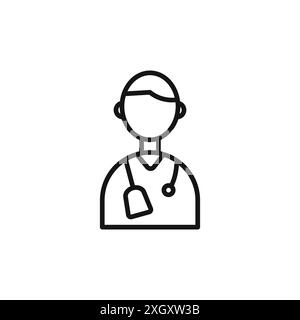 Contour de vecteur de signe de logo d'icône de docteur en couleur noire et blanche Illustration de Vecteur
