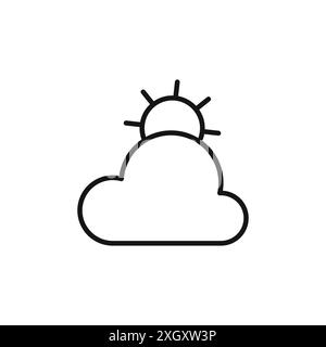 Contour vectoriel de signe de logo d'icône de soleil de nuage en couleur noire et blanche Illustration de Vecteur