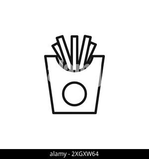 Contour vectoriel de signe de logo d'icône de frites en noir et blanc Illustration de Vecteur