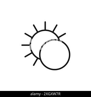 Contour de vecteur de signe de logo d'icône Eclipse en noir et blanc Illustration de Vecteur