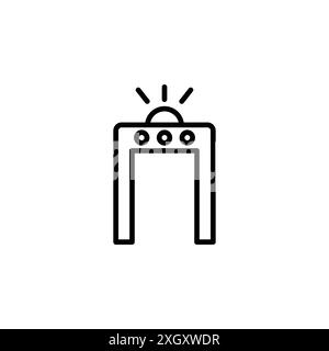 Contour de vecteur de signe de logo d'icône de détecteur de métaux en couleur noire et blanche Illustration de Vecteur