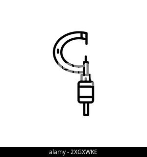 Icône de micromètre logo signe vectoriel contour en noir et blanc Illustration de Vecteur