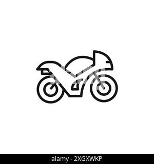 Contour de vecteur de signe de logo d'icône de moto en couleur noire et blanche Illustration de Vecteur