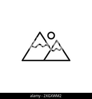 Contour vectoriel de signe de logo d'icône de montagnes en couleur noir et blanc Illustration de Vecteur