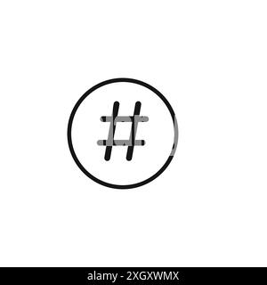 Contour de vecteur de signe de logo d'icône de hashtag en noir et blanc Illustration de Vecteur