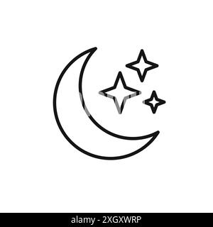 Contour de vecteur de signe de logo d'icône d'étoiles de lune en couleur noire et blanche Illustration de Vecteur