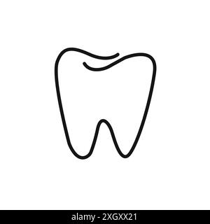 Contour de vecteur de signe de logo d'icône de dent en couleur noire et blanche Illustration de Vecteur