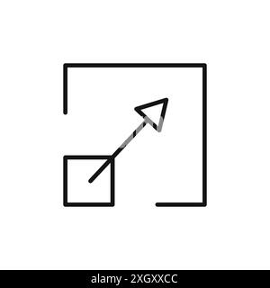 Redimensionner le contour de vecteur de signe de logo d'icône en couleur noir et blanc Illustration de Vecteur