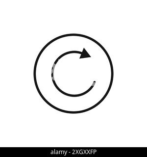 Faites pivoter vers la droite le contour du vecteur de signe de logo de l'icône en noir et blanc Illustration de Vecteur