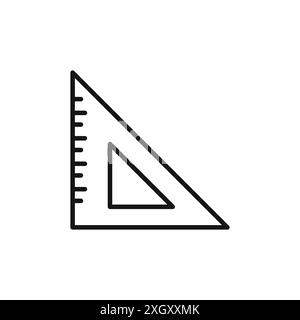 Triangle Ruler icône logo signe vectoriel contour en noir et blanc Illustration de Vecteur