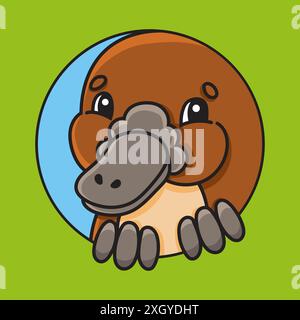 Ornithorynque mignon. Personnage de dessin animé. Illustration vectorielle colorée. Isolé sur fond de couleur. Elément de conception. Modèle pour votre conception, livres, autocollant Illustration de Vecteur