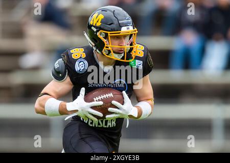 Touchdown Jeremias Delgado (86, WR, Munich Cowboys) GER, Munich Cowboys vs Allgaeu Comets, Football américain, GFL, saison 2024, semaine 4, Nachholtermin, 07.07.2024, Foto : Eibner-Pressefoto/Florian Wolf Banque D'Images