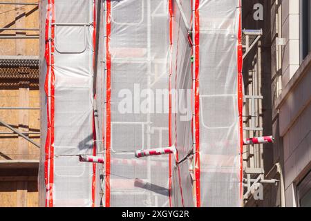 bâche, chantier, échafaudage, façade de maison, construction de coquille, Allemagne Banque D'Images