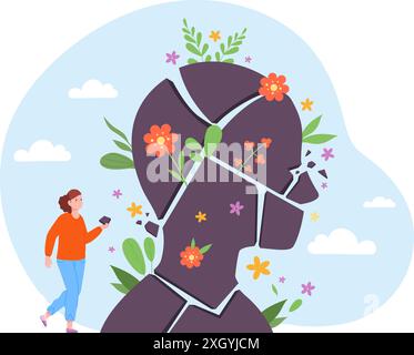 Conscience de soi. Résumé Imaginez la conscience mentale personne croyance mentalité concentration intérieure pleine conscience cerveau santé spirituelle pensée guidage concept illustration vectorielle Illustration de Vecteur