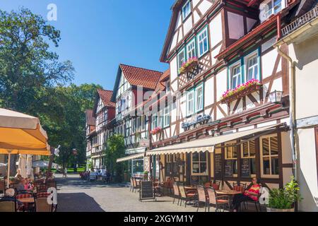 Rue Weinreihe, parc Kurpark à Bad Sooden, restaurant en plein air Bad Sooden-Allendorf Nordhessen Hessen, Hesse Allemagne Banque D'Images