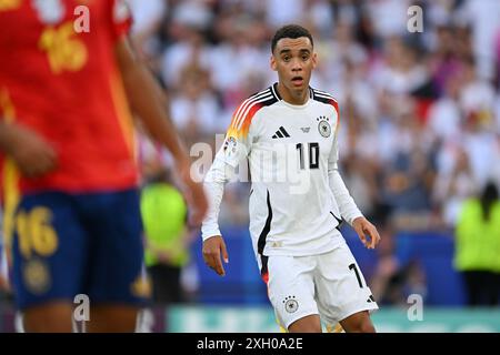 Jamal Musiala (10 ans), de l'Allemagne, photographié lors d'un match de football entre les équipes nationales d'Espagne et d'Allemagne dans la phase quart de finale du tournoi UEFA Euro 2024 , le jeudi 5 juillet 2024 à Stuttgart , Allemagne . PHOTO SPORTPIX | David Catry Banque D'Images