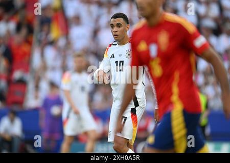 Jamal Musiala (10 ans), de l'Allemagne, photographié lors d'un match de football entre les équipes nationales d'Espagne et d'Allemagne dans la phase quart de finale du tournoi UEFA Euro 2024 , le jeudi 5 juillet 2024 à Stuttgart , Allemagne . PHOTO SPORTPIX | David Catry Banque D'Images