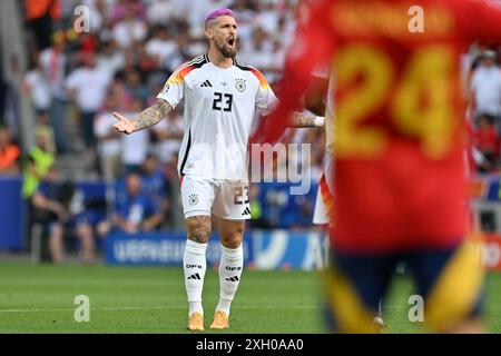 Robert Andrich (23 ans) de l'Allemagne photographié lors d'un match de football entre les équipes nationales d'Espagne et d'Allemagne dans la phase quart de finale du tournoi UEFA Euro 2024 , le jeudi 5 juillet 2024 à Stuttgart , Allemagne . PHOTO SPORTPIX | David Catry Banque D'Images