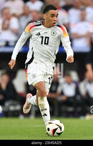 Jamal Musiala (10 ans), de l'Allemagne, photographié lors d'un match de football entre les équipes nationales d'Espagne et d'Allemagne dans la phase quart de finale du tournoi UEFA Euro 2024 , le jeudi 5 juillet 2024 à Stuttgart , Allemagne . PHOTO SPORTPIX | David Catry Banque D'Images