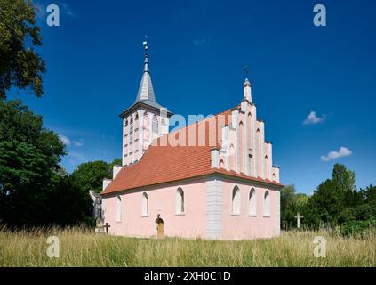 Église de Lenne-Park, parc national Unteres Odertal, Criewen, Uckermark, Brandebourg, Allemagne, Europe Banque D'Images