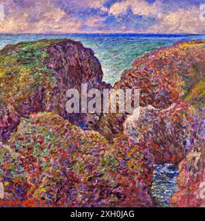 Groupe de rochers à Port-Goulphar, 1886 (peinture) de l'artiste Monet, Claude (1840-1926) Français. Illustration de Vecteur