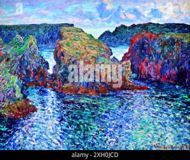 Belle-Ile, rochers à Port-Goulphar, 1886 (peinture) de l'artiste Monet, Claude (1840-1926) Français. Illustration de Vecteur