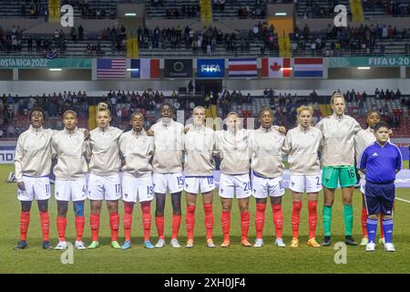 Joueuses de France lors de la Coupe du monde féminine U-20 de la FIFA au Costa Rica match France contre Canada le 14 août 2022. (Photo par : Martín Fonseca) Banque D'Images