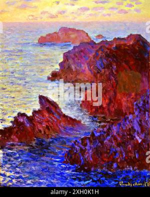 Pointe rocheuse à Port-Goulphar, 1886 (peinture) de l'artiste Monet, Claude (1840-1926) Français. Illustration de Vecteur