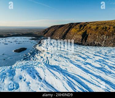 Vue aérienne du glacier Skaftafellsjokull à Skaftafell, Islande Banque D'Images