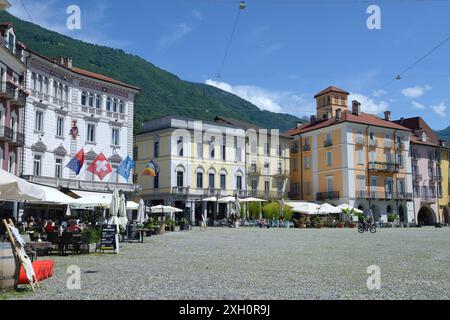 Piazza Grande à Locarno, où se déroule le festival du film, Locarno, Canton Tessin, Suisse Banque D'Images