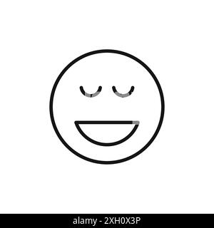 Contour vectoriel de signe de logo d'icône Emoji calme en couleur noire et blanche Illustration de Vecteur
