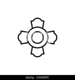 Contour vectoriel de signe d'icône de badge de service d'incendie vierge en couleur noire et blanche Illustration de Vecteur