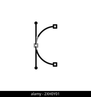 Contour vectoriel de signe de logo d'icône de courbe de Bézier en couleur noire et blanche Illustration de Vecteur